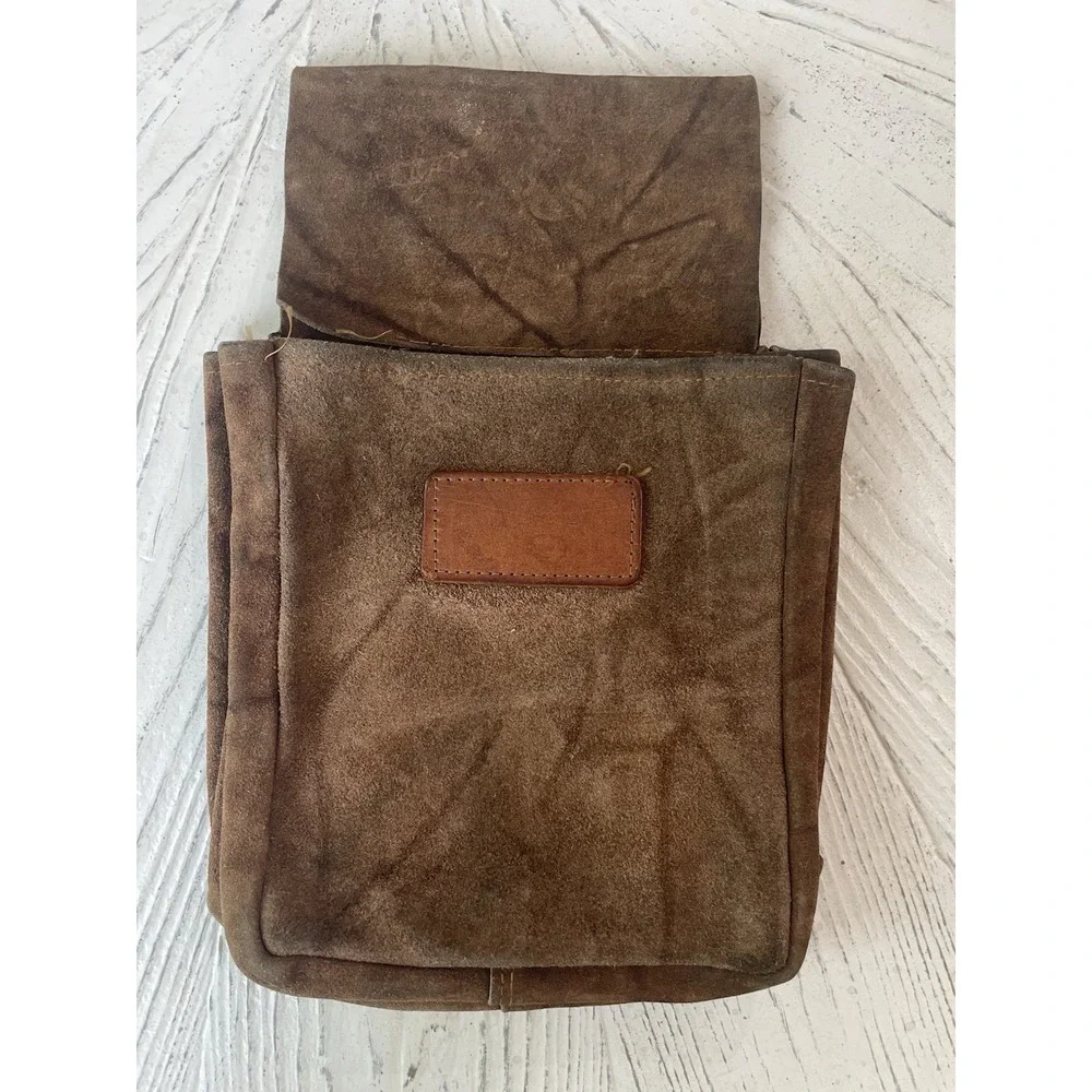 Vtg Hunting Brown Leather  Skeet Bag Shotgun Shell Holder Belt Mount Pouch